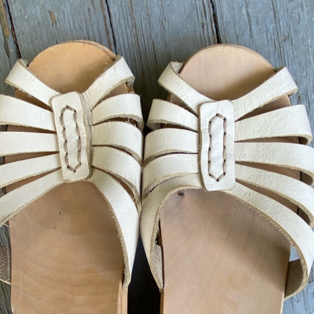 Swedish Hasbeen white high heel clog size 39 8.5 9 - Picture 7 of 9